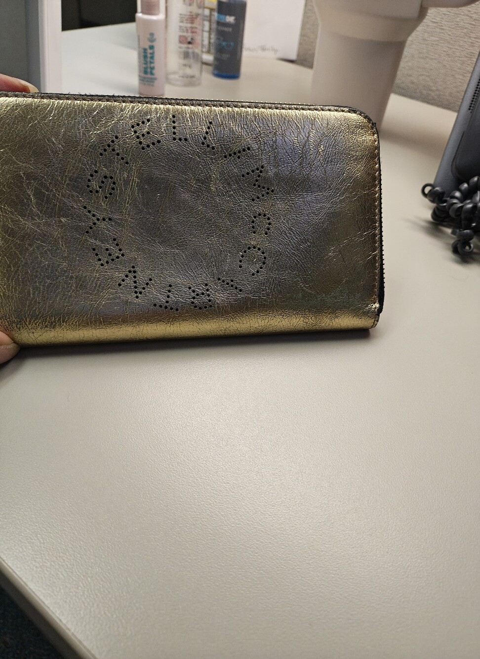 Stella McCartney Metallic Gold Zip-Around Wallet